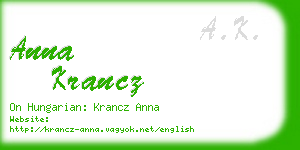 anna krancz business card